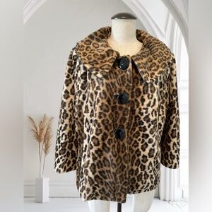 CHICO’S Soft Animal Perla 3/4 Sleeve Jacket Blazer Faux Fur Animal Print